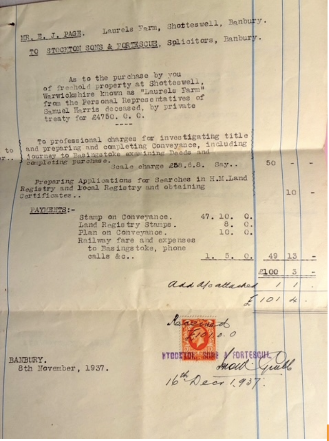 Bill of Sale for Laurel Farm